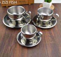 Fashion stainless steel double layer coffee cup set flower tea cup tea cup dAngleterre espresso bother mug coffee mug