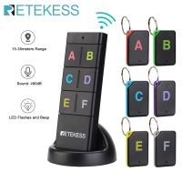 Retekess เครื่องส่งสัญญาณวิทยุ1อุปกรณ์ติดตามสัตว์เลี้ยงกุญแจ RF เครื่องติดตามกระเป๋าสตางค์รีโมทคอนโทรล TH104ที่หากุญแจไร้สายตัวรับสัญญาณ6ตัว