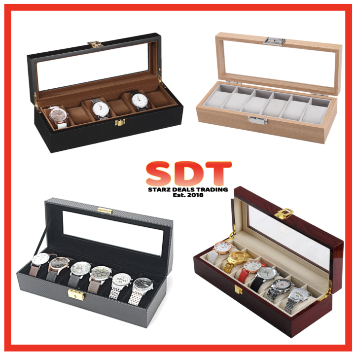 [SDT] 15 Assorted Models 6 Slot PU / Wood / Leather Watch Box Jewelry