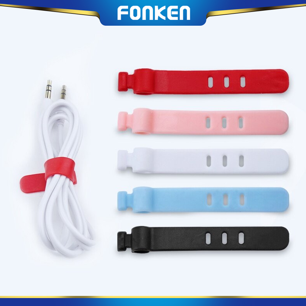 Fonken Desktop Serbaguna Kabel Telefon Winder Earphone Pengecas Klip Pengurusan Penganjur Pengurusan Wire Cord Fixer Pemegang Silikon