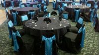 10 Blue Turquoise Satin Chair Cover Sash Bows 6" x 106" Banquet Wedding Decor