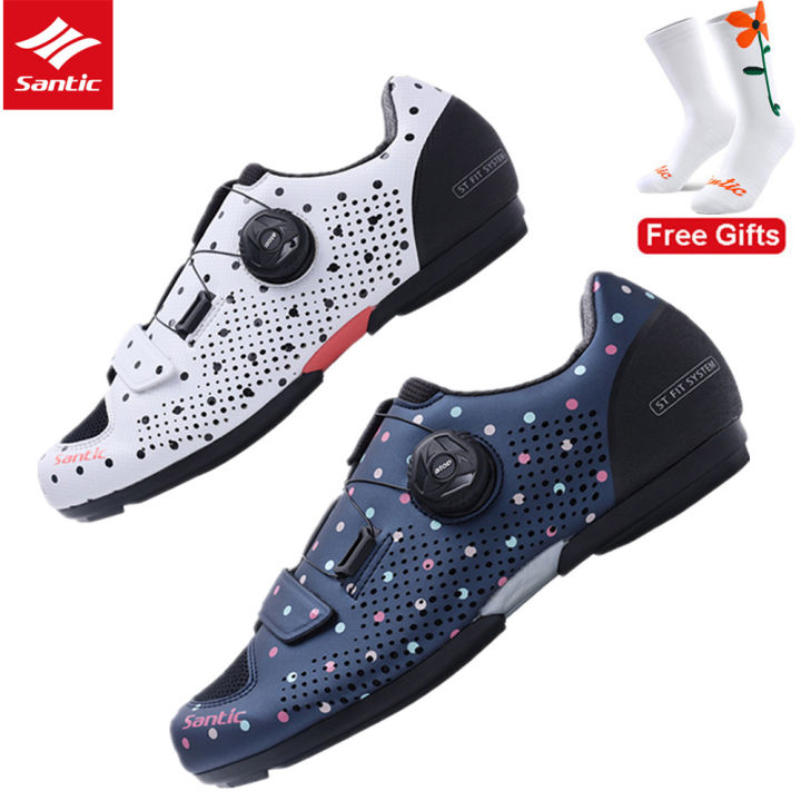 Santic Non Locking Women Cycling Shoes Rubber Outsole Breathable Sport Bike  Bicycle Sneakers