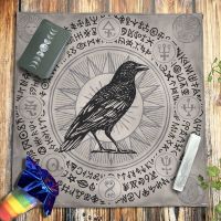 ☁﹉♈ Altar Cloth Pagan Spirituality Witchcraft Astrology Oracle Card Mat Crow Dragonfly Butterfly Magical Runes Tarot Tablecloth