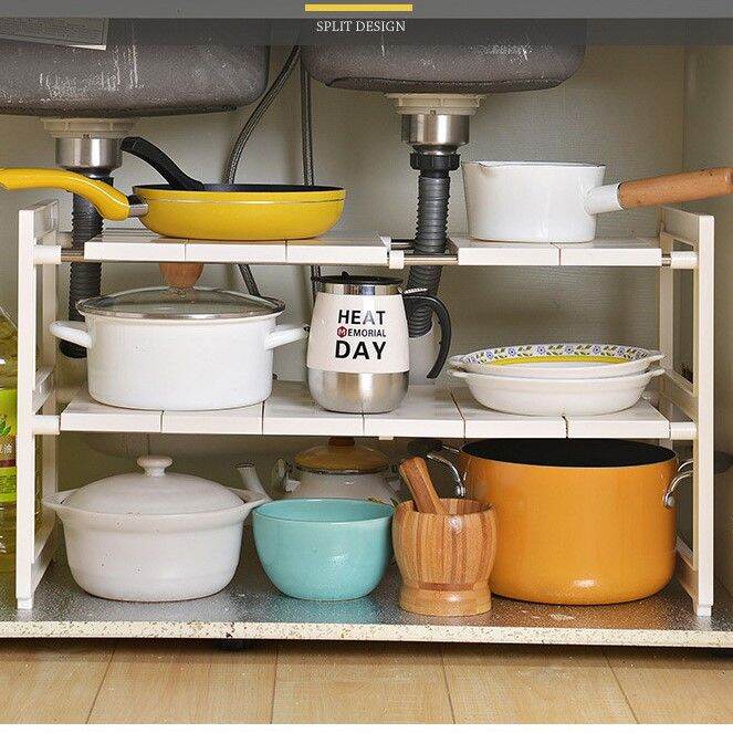 Motida 2 Tier Expandable Adjustable Under Sink Organizer