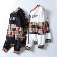 แจ็คเก็ต Burberry เทรนด์แฟชั่นของผู้ชายเสื้อโค้ทพิมพ์ลายตัวอักษรเสื้อกีฬารัดรูปสำหรับผู้ชายลำลอง