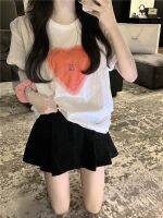 ₪○✹ 50702 Two Styles Available Short Love Print Couple Short-Sleeved T-Shirt Girlfriend Top