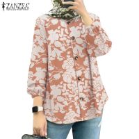 ✑□ ZANZEA Women Muslim Daily Employment Long Sleeves Puff Sleeves Floral Printed Shirts