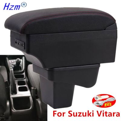 ที่เท้าแขนสำหรับ Suzuki Vitara สำหรับ Suzuki Vitara ส่วนการดัดที่เท้าแขนในรถเฉพาะกล่องเก็บของตรงกลางติดตั้งได้ง่าย USB