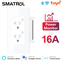 SMATRUL 16A Smartlife /Tuya WiFi บลูทูธ US EU ปลั๊กอะแดปเตอร์ปลั๊กสมาร์ทสนับสนุนการควบคุมพลังงานเฉพาะบุคคลตรวจสอบไฟฟ้าผนังเปิดปิดเสียงจับเวลาสำหรับ Google Home Alexa Tmall Genie