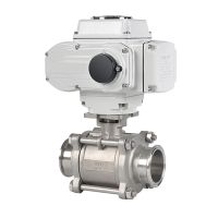 DN40 2 Way High Platform Motorized  Ball Valve Stainless Steel Q911F-16P Tri Clamp Ferrule Type Electric Ball Valve