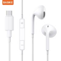 Basike หูฟัง Type-C หูฟังมือถือ พร้อมไมโครโฟน Type-C Earphones In Ear Earbuds With Mic For Xiaomi Samsung Huawei Vivo Oppo