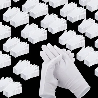 10Pairs White Cotton Work Gloves for Dry Hands Handling Film SPA Gloves Ceremonial High Stretch Gloves Household Cleaning Tools