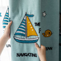 Simple Blue Sailing Boat Children Boy Cartoon New Shading High Quality Customization Curtains for Living Dining Room Bedroom