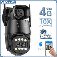 EVKVO กล้องวงจรปิด4MP เลนส์คู่4G,กล้อง CCTV กล้องวงจรปิดการมองเห็นได้ในเวลากลางคืนสีติดตามอัตโนมัติกันน้ำสำหรับกลางแจ้งกล้องซิมการ์ด