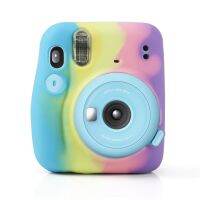 เคสป้องกันซิลิโคนนิ่มสีรุ้งสำหรับ Fujifilm Instax Mini 11ขนส่งสีแบบสุ่ม