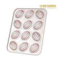 CHEFMADE 12ถ้วย Non-Stick รักบี้รูปไข่พิมพ์ทำเค้กกระทะอบวัสดุเหล็กคาร์บอนขนมปังที่อบพุดดิ้งถาดเตาอบสำหรับบ้านเรือน WK9829