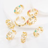 [COD] European and cross-border light luxury copper gold-plated zircon ring female fashion all-match high-end sense spot