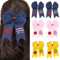 Oaoleer Back To School Large Hair Bow with Clips for Baby Girls Glitter Printed Cheer Hair Pin Hairgrips Student Headwear Gifts