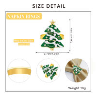 12Pcs ใหม่คริสต์มาสตกแต่งตาราง Xmas Tree ผู้ถือแหวนผ้าเช็ดปากสำหรับวันขอบคุณพระเจ้างานแต่งงานอาหารค่ำจัดเลี้ยงคริสต์มาส Decor HWC210