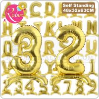 Self Stand 32 Inch Gold letter number Balloons Foil Ballon Digit Wedding Birthday Party Decoration Baby Shower party Supplies Balloons
