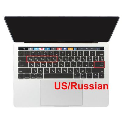 เคสแป้นพิมพ์ซิลิโคนนิ่มบางภาษาอาหรับรัสเซียยูเครนสำหรับ Macbook Pro 13 15 Touch Bar 2019 2018จากสหรัฐอเมริกา