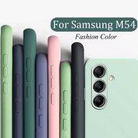 2.เหมาะสำหรับ Samsung M54 5G ของเหลวผิวด้านซิลิโคนโทรศัพท์เคสสำหรับ GALAXY M54 A32 A33 A52 A17สีลูกอมฝาหลังป้องกันเลนส์กล้อง