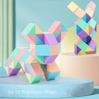 Cosetteme 24-72 Segments Magic Rule Snake Rubix Cubo Multi-Color 3D Puzzle Fidget Toy Transformable Cubes Kid Education Toys