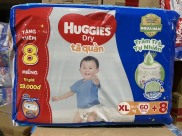 Tã quần Huggies Dry cỡ XL 60 miếng+8, 12-17kg