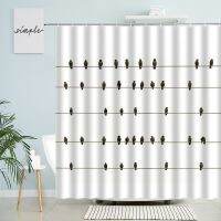 【Bathroom sale】นกการ์ตูนน่ารัก FunModern ศิลปะที่เรียบง่ายเด็กตกแต่งผนังห้องน้ำที่มีหน้าจอ HookPolyester