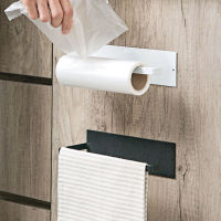 Towel Bars Paper Holders Non Perforated Toilet Paper Hanger Roll Paper Holder Fresh Film Storage Rack Kitchen Wall Hanging Shelf
