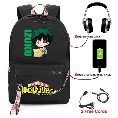 Anime My Hero Academia Backpack for School Boys Girls Kawaii Manga Cartoon Schoolbag with USB Charging Port Kids Gifts Mochila