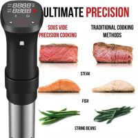 เครื่องซูวี Sous Vide ซูวี เครื่องทําอาหาร อุปกรณ์เครื่องครัว ปรุงได้ทุกประเภทของเนื้อสัตว์ หมู ไก่ เนื้อ ปลา จอแสดงผล LCD ขนาดใหญ่,Hyper-EXACTการควบคุมอุณหภูมิ (+/- 5-10 ℃) ช่วยรักษาระดับวิตามินของอาหารที่ 90% หลังการปรุงอาหาร