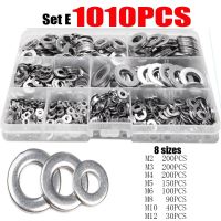 180/360/580/684/1010PCS M2 M2.5 M3 M4 M5 M6 M8 M10 M12 304 Stainless Steel Flat Washer Adjusting Plain Gasket Assortment Kit Set Nails Screws  Fastene