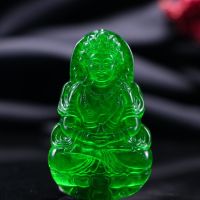 ธรรมชาติพม่า jadeite สีเขียว tara จี้สร้อยคอผู้ชายผู้หญิงพุทธพระเครื่องสูงน้ำแข็งเกรด A พม่าหยกเจ้าแม่กวนอิมฮวงจุ้ยเสน่ห์