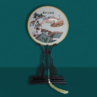 （ Get Gift Box for Free ） Double-Sided Embroidery Circular Fan Dance Fan Temple Fan Chinese Clothing Cheongsam Accessories Chinese Style Ancient Style Complex Classical