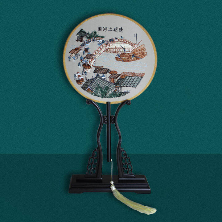 get-gift-box-for-free-double-sided-embroidery-circular-fan-dance-fan-temple-fan-chinese-clothing-cheongsam-accessories-chinese-style-ancient-style-complex-classical