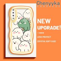 Chenyyka เคสสำหรับ Samsung A7 2018 เคสลายการ์ตูนไดโนเสาร์น่ารักใหม่โบกเคสมือถือกันกระแทกแบบใสนิ่มเคสโปร่งใสลายกล้องถ่ายรูปซิลิกาเจลป้องกันความคิดสร้างสรรค์