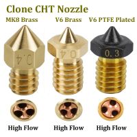 【LZ】▧❁∋  2 pces mk8 clone cht bocal e3d v6 ptfe chapeado bocais para 1.75/3mm filamento mk8 alta fluxo bicos v6 hotend 3d peças de impressora