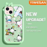 YIWESAN เคสสำหรับ iPhone 13 iPhone 13 Pro iPhone 13 Pro iPhone 13 Pro Max ลายการ์ตูน Pochacco สีสันสดใสน่ารักเคสซิลิโคนเลนส์กล้องถ่ายรูปแบบนิ่มใสกันกระแทกแบบใสง่าย