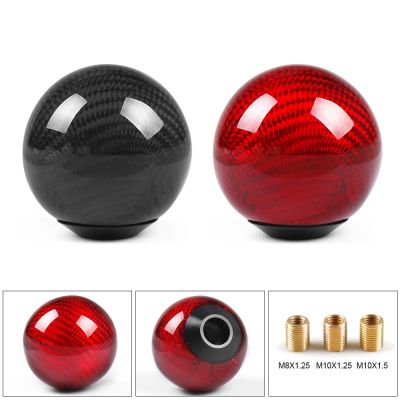 【hot】ﺴ  Car Shift Knob Shifter Lever Round Real Carbon