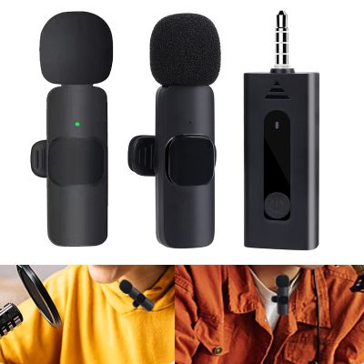 Portable Wireless Lavalier Noise Reduction Microphone Rechargeable 3.5mm AUX Interface Laptops Bluetooth Speaker Collar Clip