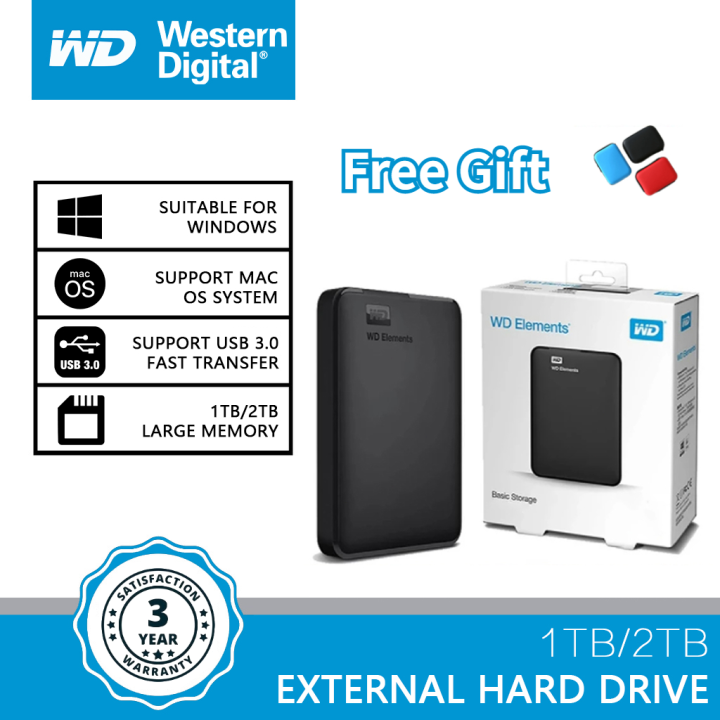 Western Digital External Hard Drive Storage 1TB 2TB HDD Enclosure USB 3