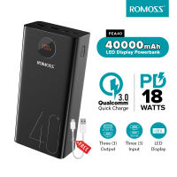 【COD+การจัดส่งในประเทศไทย】Romoss PEA40 / PEA40PF 40000mAh พาวเวอร์แบงค์ 22.5W Two-way Fast Charging พาวเวอร์แบงค์ 20W PD QC 3.0 Type-C External Battery พาวเวอร์แบงค์ Original Brand