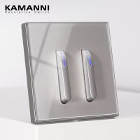 KAMANNI Luxury Light Switch LED Indicator Crystal Tempered Glass Piano Key Model design White Push Botton Wall Switches 220V New