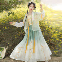 หนึ่งชิ้นหญิงครึ่งแขน Hanfu ดั้งเดิมแบบเครื่องแต่งกายโบราณกระโปรงมีจีบสไตล์จีน