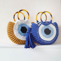 2022 fashion devils eye women hand beach bags handmade wool crocheted bag ladies