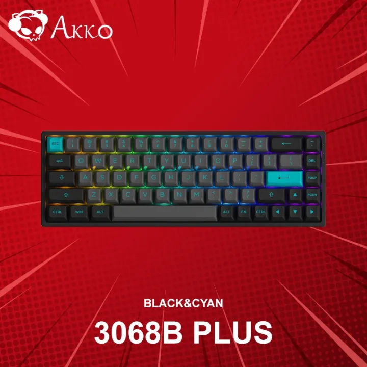 คีย์บอร์ด Akko 3068B Plus Black&Cyan (ภาษาอังกฤษ) ประกันศูนย์ 1 ปี