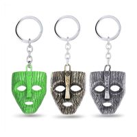 Trinket Comdy The Mask Keychain For Men Jim Carrey Mask Key Chains Key Ring Hollow Mini Key Holder Porte Cle Key Chains