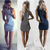 Hooded Sweatshirt Dress O-neck Sexy Elegant Women Party Dresses Fashion Bodycon Short Dress Package Hips Slim Summer Female