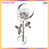 wangyongh สติกเกอร์รอยสักชั่วคราวกันน้ำรูปมังกรเข้มแฟลชรอยสักรอยสักชาวเมารี